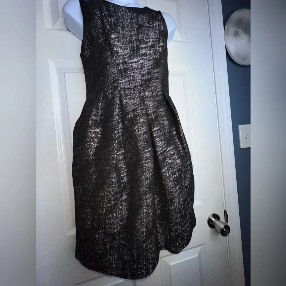 Club Monaco Women’s 2 A-Line Black Pink Pleated Cocktail Dress Silk Chiffon XS